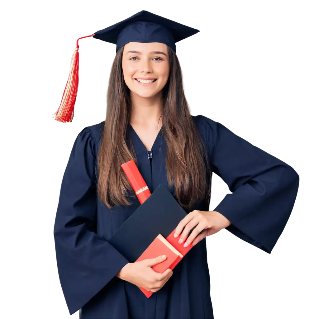 Smiling Kursk student holding books